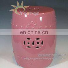Home Furniture Pink Garden Drum Stool Made in Jingdezhen