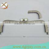 Antique Brass Purse Bags Metal Frame With Red Gem