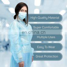 Disposable Blue Non Sterile Protection Clothing Non Woven Elastic and Knitted Cuffs Medical Isolation Gown thumbnail-2