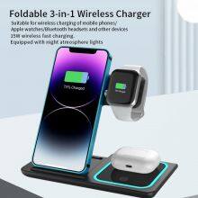 Portable 3 in 1 Foldable Wireless Charging Smartphone Wireless Phone Charger For Smartwatch and Samsung Galaxy thumbnail-5