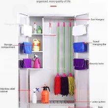 High-Quality Stainless Steel Cleaning Cabinet With Secure Locks and Adjustable Hooks for Schools, Hospitals, and Offices thumbnail-5