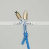 Zipper 2 In 1 Blue Color USB for Iphone For Samsung Charger Cable thumbnail-3