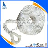 twisted nylon polyester pp anchor rope mooring line with plastic thimble packed in coil