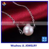Simple Long Chain Round Natural Pearl Pearl S925 Sterling Silver Necklace thumbnail-1