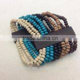 New Designer Bohemia Wood Boho Beads Bracelet Beaded Multilayer Stretch Bangles thumbnail-4
