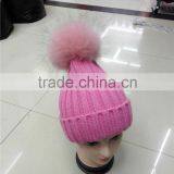 Hot Winter Real Genuine Fox Fur Pom Poms Hats Women Knitted Beanie With 15cm Fur Ball thumbnail-1