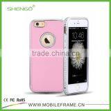 PU Leather and Diamond Metal Phone Cases for IPhone6/6plus