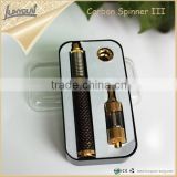 Luxyoun brand 2014 new products 1600mah Variable voltage Battery carbon spinner III vv e cigarette battery ego v v3 from china