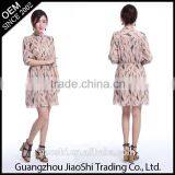 Wholesale Western Design Pink Color Long Sleeve Printed Casual Dress for Lady thumbnail-1