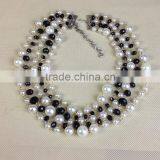European And American Vintage Crystal Pearl Multilayer Exaggerated Alloy Chain Necklace thumbnail-1