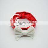 Fashion sweet girls hair bands with sequin bow, baby christmas gift new designs bow tie elastic kids hairbands