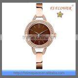 New Glamour Ladies Rose Gold Diamond Set Bangle Watch