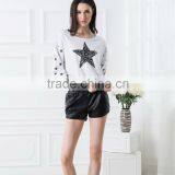 NEW ARRIVAL Long Sleeve Tops With Black Stars Shirt for Woman OEM Tops Cheap Price thumbnail-3