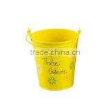 Easter Metal Bukets With Flower Printing Decoration ,metal Small Tin With Handle ,Easter Bucket With Letter "FROHE OSTERN" thumbnail-1