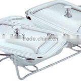 Double Rect Food Warmers With Chorme Line Stand