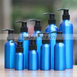 Wholesale 30ML-500ML blue aluminum bottle with lotion pump for cosmetic packaging aluminum pump bottle