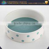 Light-blue handpainted ceramic pet bowl