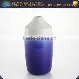 Tall Blue Glazed and Hand-painted Ceramic Flower Vase thumbnail-1