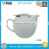 White Ceramic Teapot with stainless steel lid