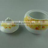 Stock Ceramic Sugar Pot With Lid and Beautiful Decal thumbnail-2