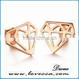 Fashion Jewelry Diamond Shaped Stud Earrings Men Rose Gold IP Stainless Steel Earring thumbnail-1