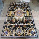 Black Rectangular Marble Inlay Table Top thumbnail-1