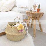 Seagrass Storage Basket With Pompom Panier Boule, Panier Plage, Panier Basket