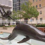 Outdoor Garden Decoration Metal Craft Bronze Dolphin Outdoor Statues thumbnail-4
