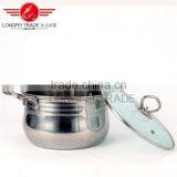 Hot Selling 3pcs Stainless Steel Pot / Soup Pot Kitchen Cookware With Glass Lid thumbnail-3
