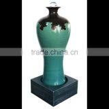 Green Glaze Ceramic Big Beauty Silver Bottom Water Fountain With Crystal Ball thumbnail-1
