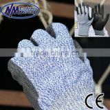 NMSAFETY sapphire blue liner PU gloves soft PU working gloves Cut-resistant level 5