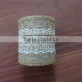3''*3y Burlap Ribbon With Lace 100% Natural Jute thumbnail-1