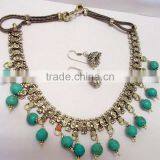 2015 Hotselling Turquoise Semi Precious Stone Necklace Set With Earrings thumbnail-1