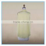 Fashion Ladies Fancy Sleeveless Tops Chiffon Yellow Shirt Pleated Design thumbnail-4