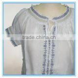Fashion Garment and Neck Design of Tencel Embroidery Blouse thumbnail-3
