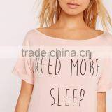 Custom Logo Need More Sleep Night Print Nightwear Shirt Roll Cuff Longline T-shirt Pajamas Short Sleeve Tee Dress thumbnail-5