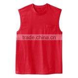 Bulk Different Color Mens Sleeveless 100% Cotton Blank Pocket T Shirt Wholesale thumbnail-4