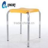 LS-4010 Cheap Colorful Small Plastic Square Stacking Stools With Metal Legs Portable Wholesale thumbnail-2