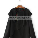 Runwaylover EY2373B Europe Style 2017 Ladies Fashion Falbala Embroidery Blouse thumbnail-6