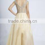 2016 Scoop A-Line Prom Dress Floor-Length Full Beaded Bodice thumbnail-2