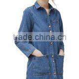 Girls Button-up Raw Hem Casual Loose Long Sleeve Denim Jeans Dress thumbnail-1
