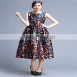 2016 Fashion Women Dresses for Sleeveless Floral Printed,flared Hem Long Dress for OEM thumbnail-1