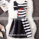 Whtie Stripe Black y Women Printed A Line Dress/sym Rose Multi Design Sleeveless A Line Dress Skirt