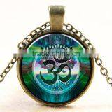 XP-TGN-LT-107 Latest Colorful Cabochon Life Tree Charm Vintage Meaningful Dome Antique Time Necklace In Alloy