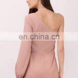 High Quality Blush Plain One Shoulder Adult Romper thumbnail-3