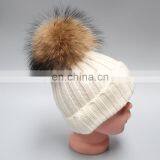 Popular New Design Custom Crochet Kids Hats Wool Winter Fur Bobble Crochet Kids Hats