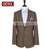 Brown And Blue Checked Luxury Wool Tweed Blazer Men Fashion New thumbnail-1