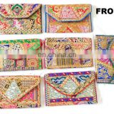 Indian handmade patchwork Clutch purse - Wedding Clutch Purse - Indian handmade Golden embroidery patchwork Purse Clutches Bag