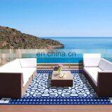 Reversible Outdoor/Indoor Plastic Rug,Easy to Clean, Stain and Water Resistant,Blue/White RV Camping Mat thumbnail-3