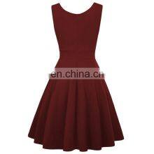 Evenings Women's Tea Length Dress With Rosette Detail V Neck Casual Dress Summer Solid thumbnail-5